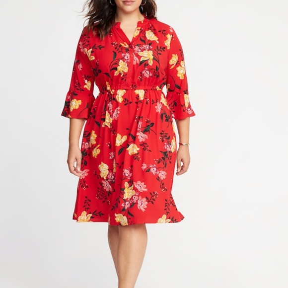 Red Floral Dress - Picture 4 of 4